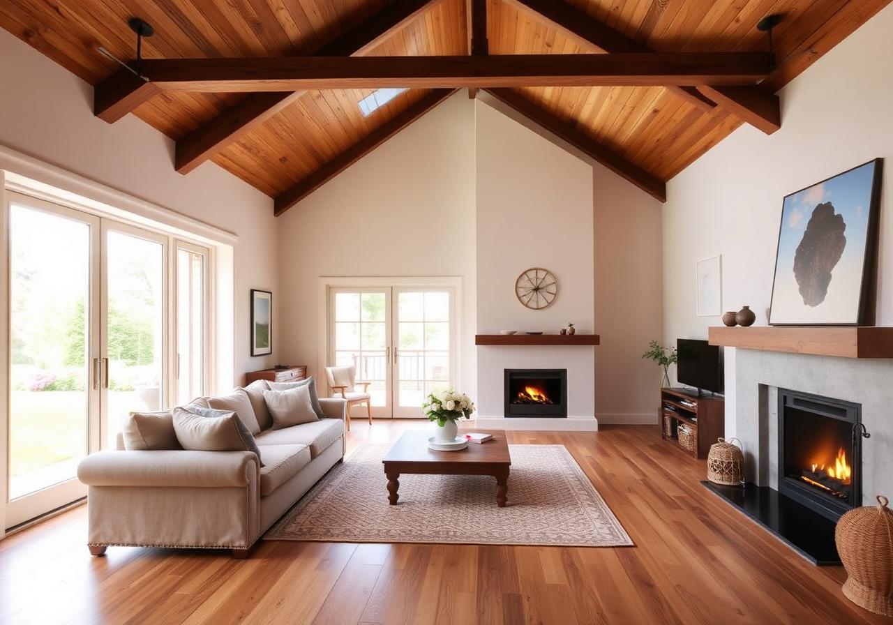 Everleigh living room with vaulted ceiling