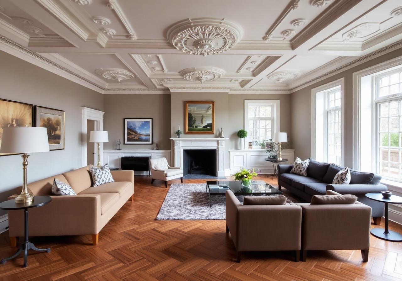 Ainsworth heritage lounge with restored ceiling