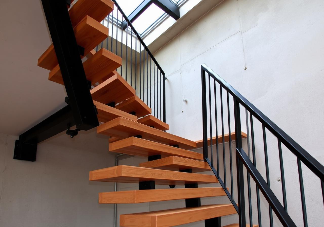 Monolith floating timber staircase