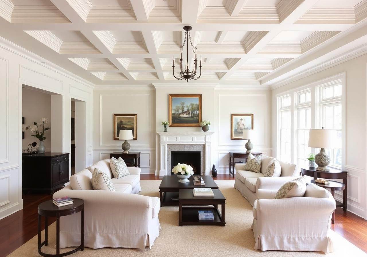 Langford coffered ceiling lounge